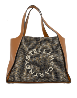 Logo Tote, Fabric/Leather, Tan/Black, 502793, P, 3*